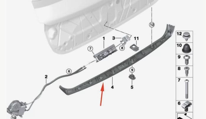 Подсветка номера BMW X5 X6, 51135A44617